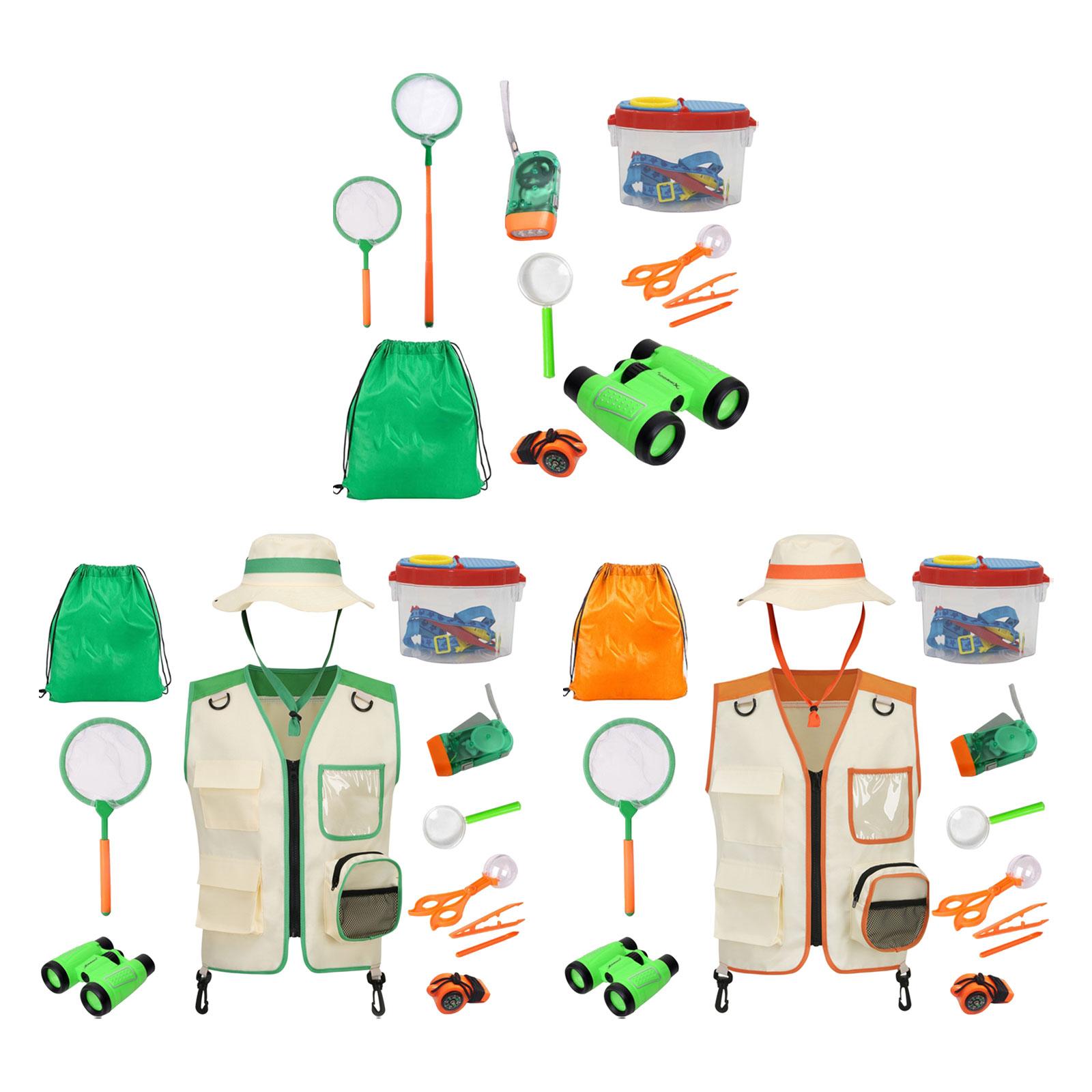 Outdoor Adventure Kit For Kids - ชุดเสื้อกั๊กสำหรับเด็กเล็กสำหรับกิจกรรมกลางแจ้ง พร้อมหมวก เสื้อกั๊กสำหรับตกปลา เดินป่า แคมป์ปิ้ง ของขวัญวันเกิด