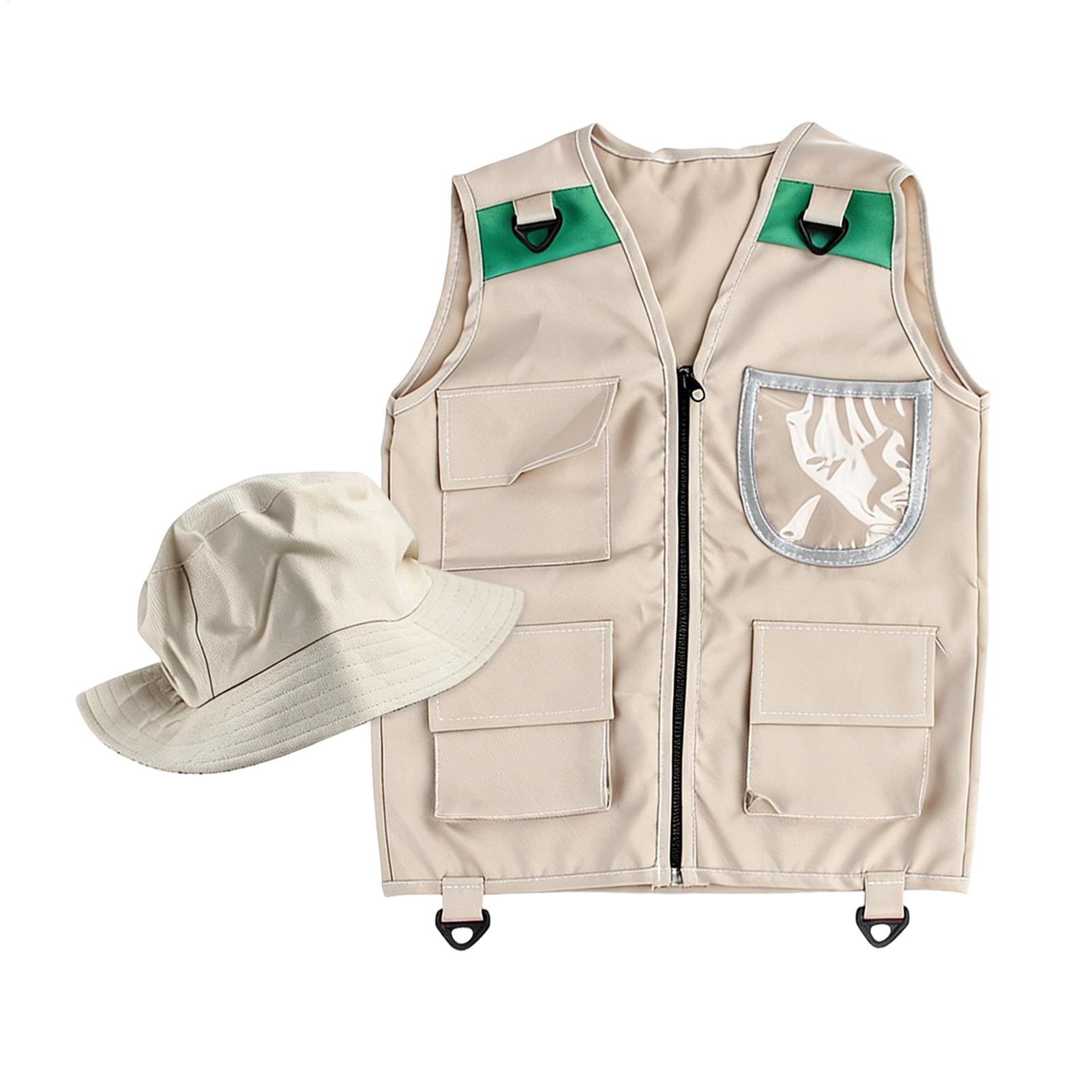 Outdoor Adventure Kit For Kids - ชุดหมวกและเสื้อกั๊กนักสำรวจสำหรับเด็ก เกมแต่งตัว ดีไซน์สไตล์คาร์โก้ ชุดผจญภัยกลางแจ้งสำหรับเด็ก ชุดเสื้อกั๊กและหมวกสำหรับเด็กนักสำรวจ