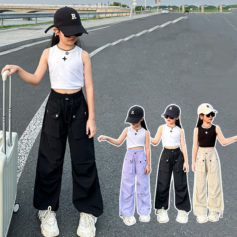 Outdoor Adventure Outfit - กางเกงคาร์โก้กันยุงน้ำหนักเบาสำหรับเด็กผู้หญิง ผ้าระบายอากาศได้ดี เหมาะสำหรับกิจกรรมผจญภัยกลางแจ้งในฤดูร้อนและชุดลำลอง